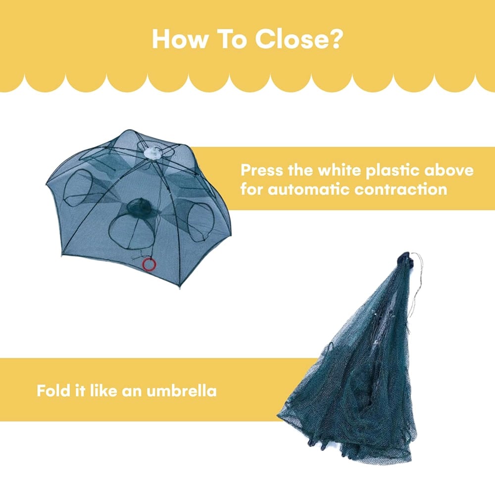 Noa Store Upgraded Fishing Bait Foldable Net Trap, Blue