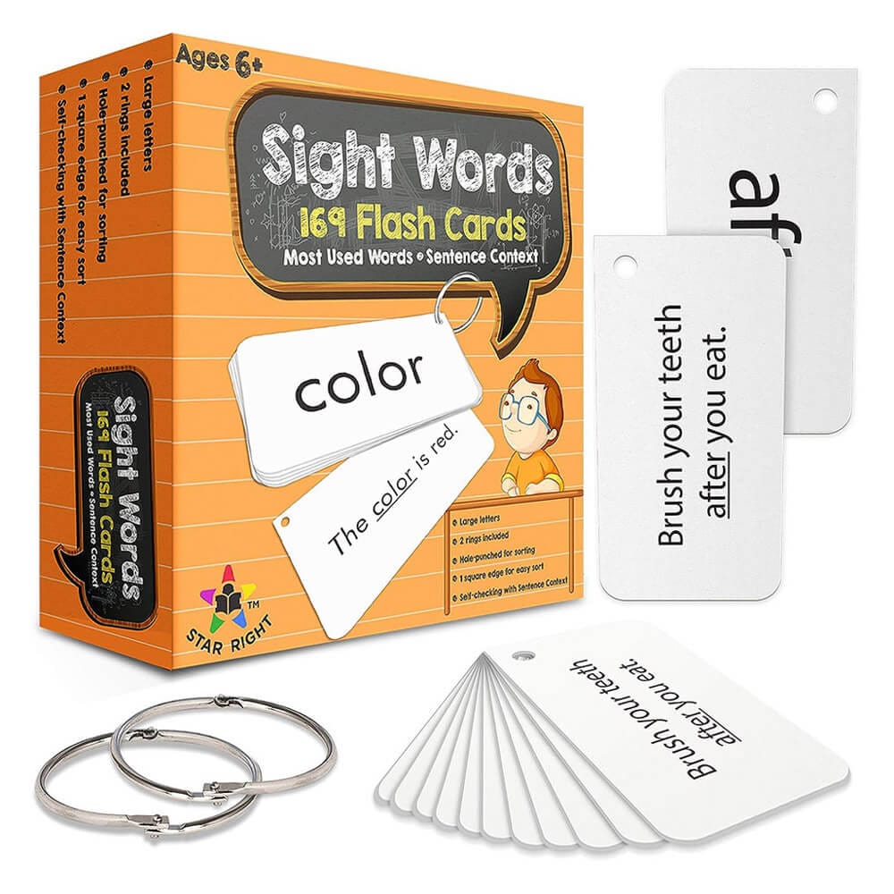 Star Right Education Sight Word Flashcards with Metal Rings