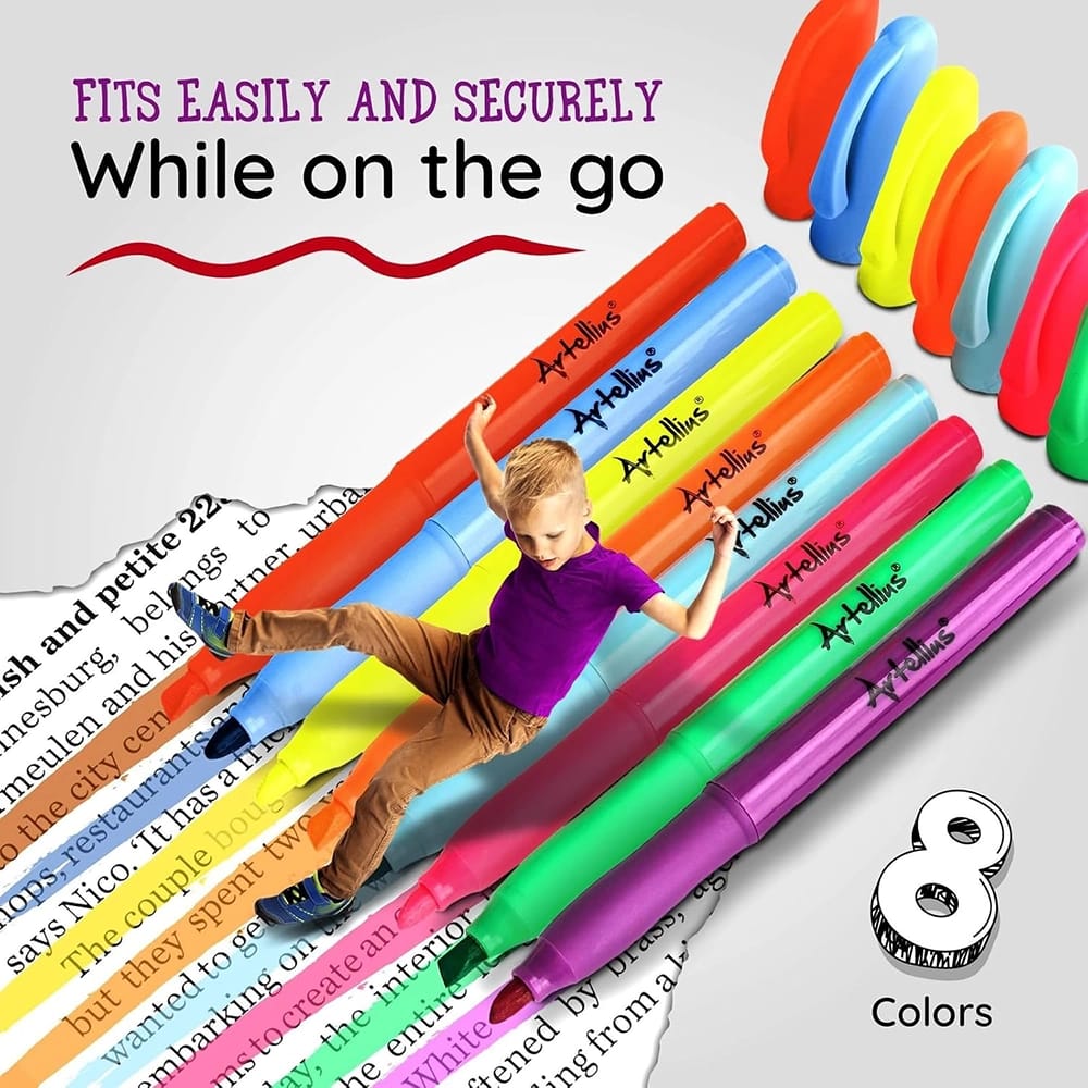 Artellius 104-Pack Vibrant Highlighters Assorted Colors Bulk Set