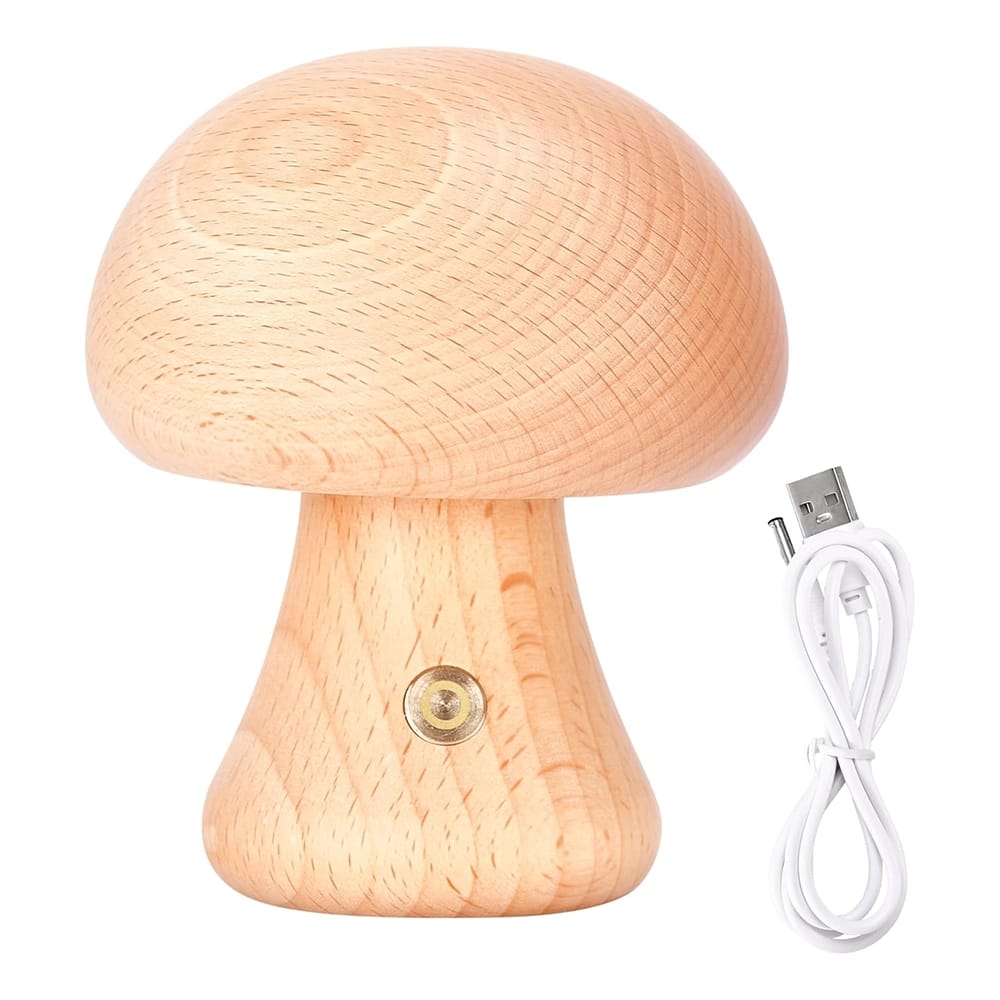 CROWN LED Rechargeable Wooden Mushroom Lamp