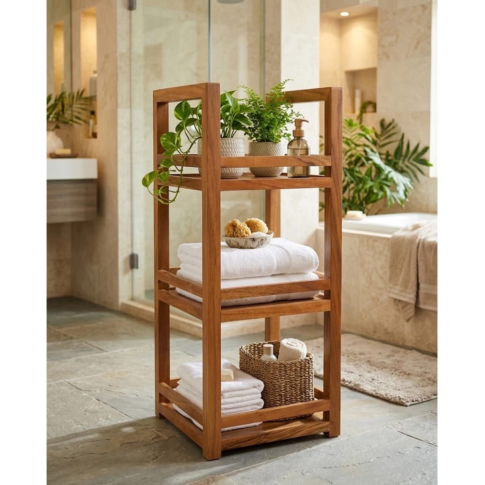 Acacia Wood Short Bath Organizer, Brown