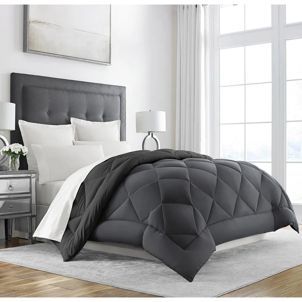 Sleep Restoration Reversible Down Alternative Comforter, Full/Queen, Gray/Black