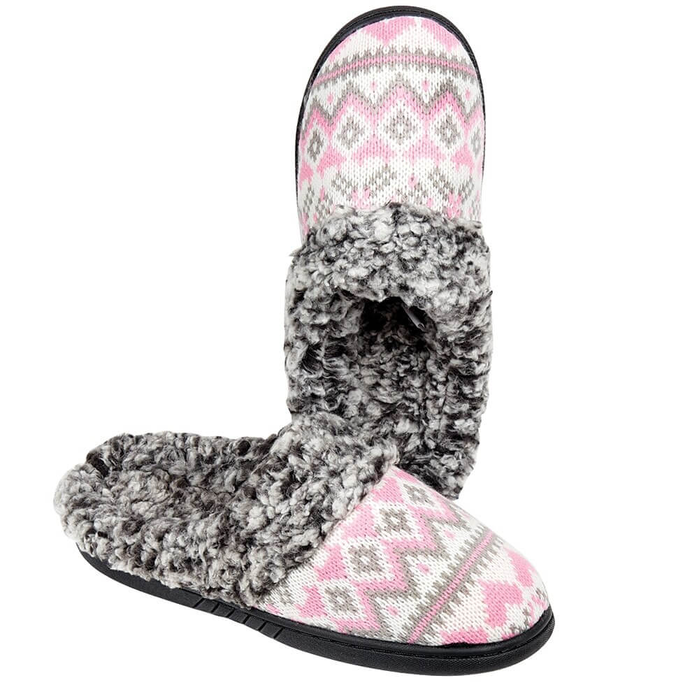 Women's Berber and Plush Sweater Knit Slippers