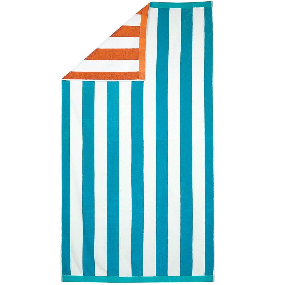 Reversible Stripe Cotton Beach Towel, 34" x 64"