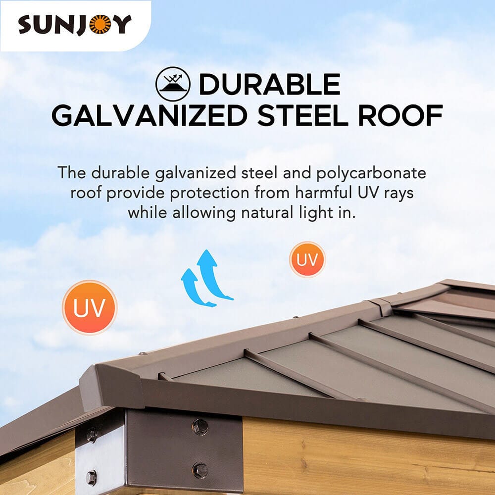 Douglas 11' x 13' Cedar Framed Gazebo with Steel & Polycarbonate Hip Roof Hardtop