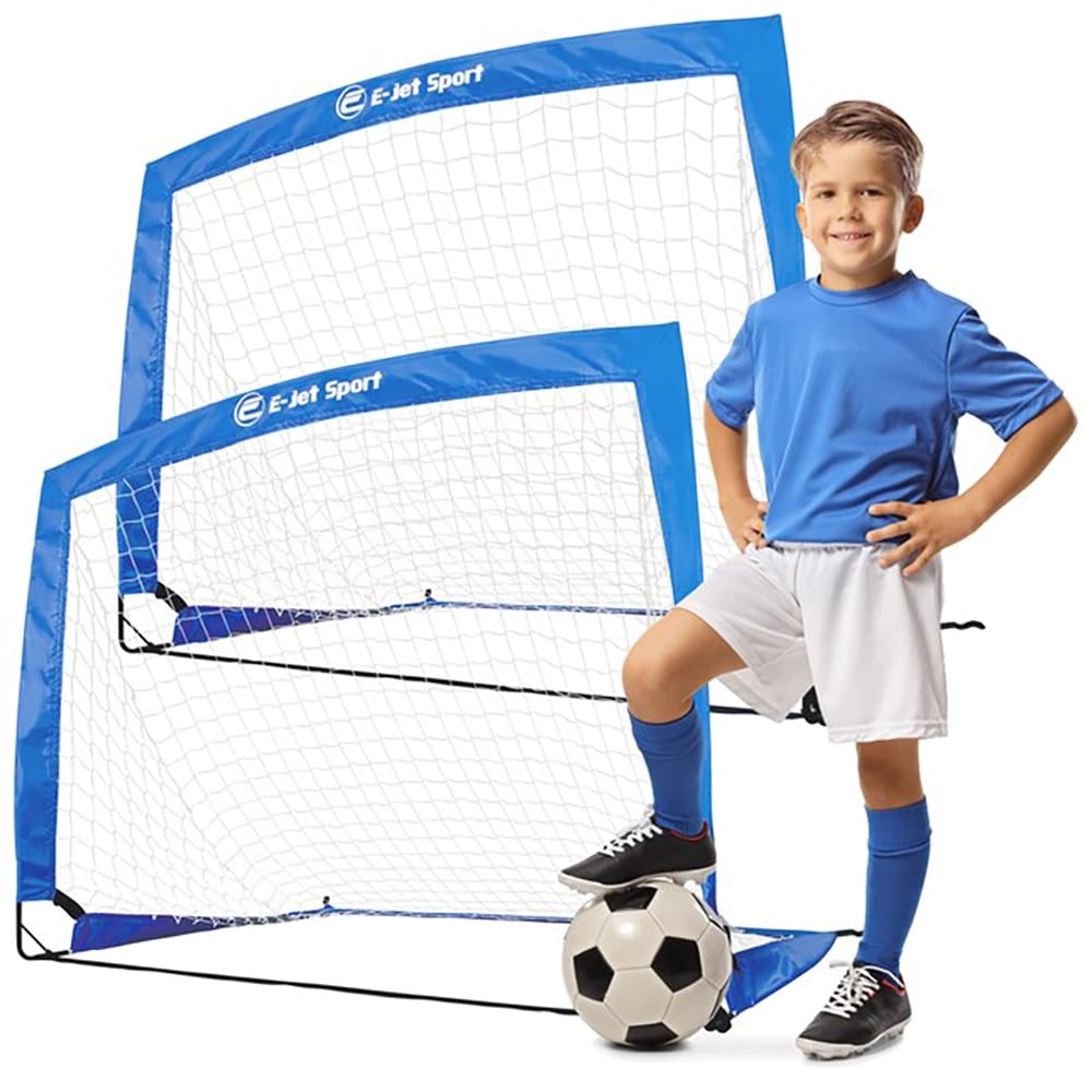E-Jet Sport 4' x 3' Portable Quick Set Up Soccer Net, Blue, 2 Pack