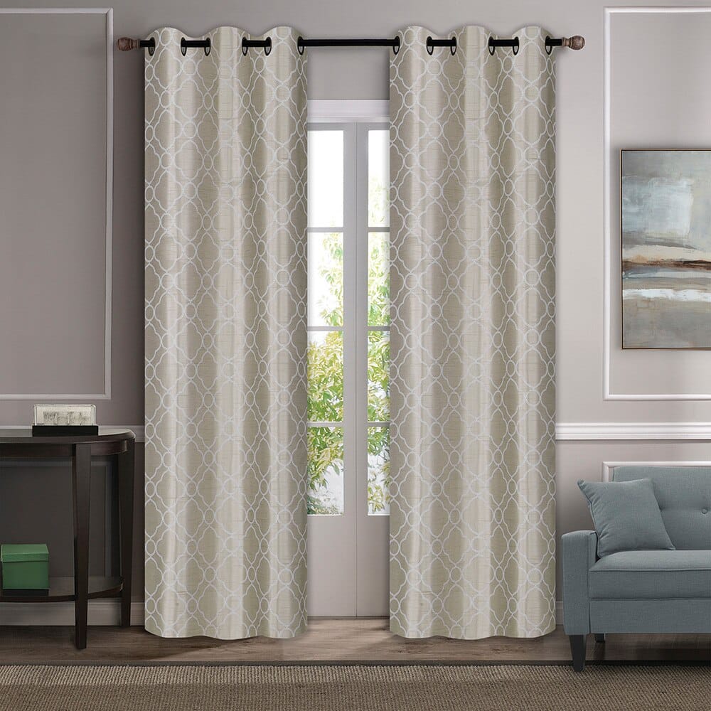Soft Home 38" x 84" Faux Silk Printed Window Curtains with Grommets, 2-Pack