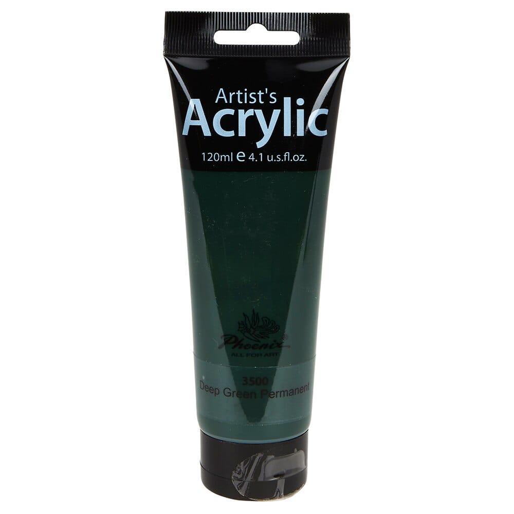 Phoenix Artist's Acrylic Paint, Deep Green Permanent, 120 ml