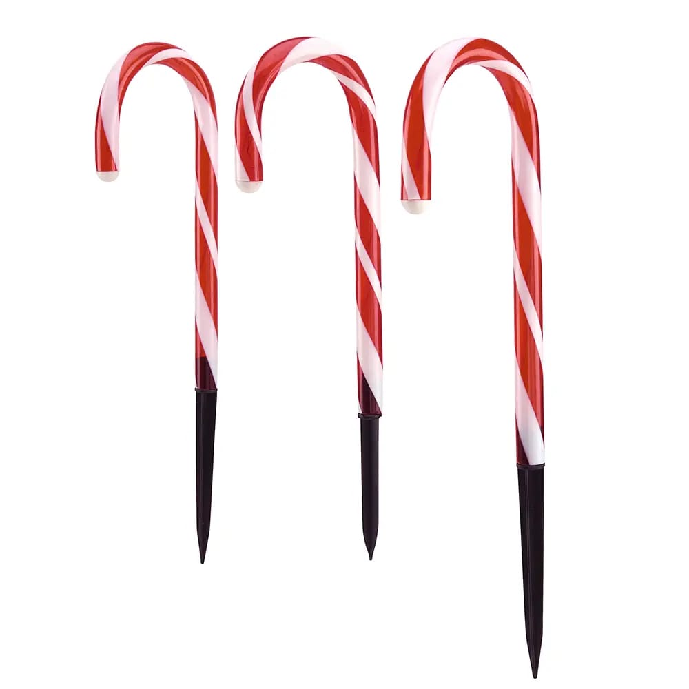 Candy Cane Stake Solar Light, 3pk.