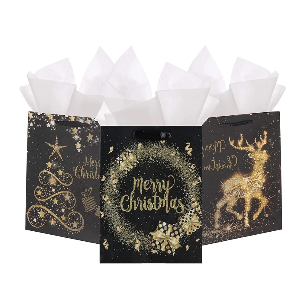 Premium Elegant Christmas Bags, 12 Pack