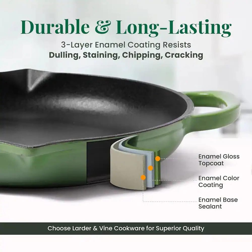 Larder & Vine 10" Enameled Cast Iron Skillet, Okra