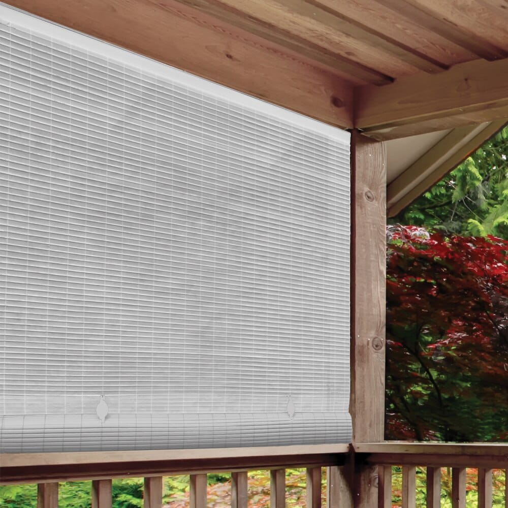Indoor/Outdoor White PVC Cord Free Roll-Up Blind, 72"
