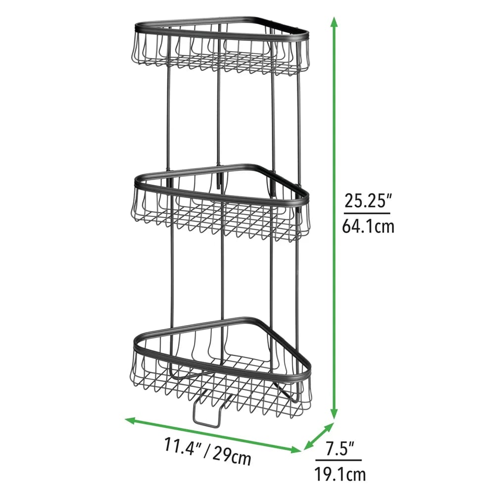 mDesign 3-Tier Shower Shelf, Black