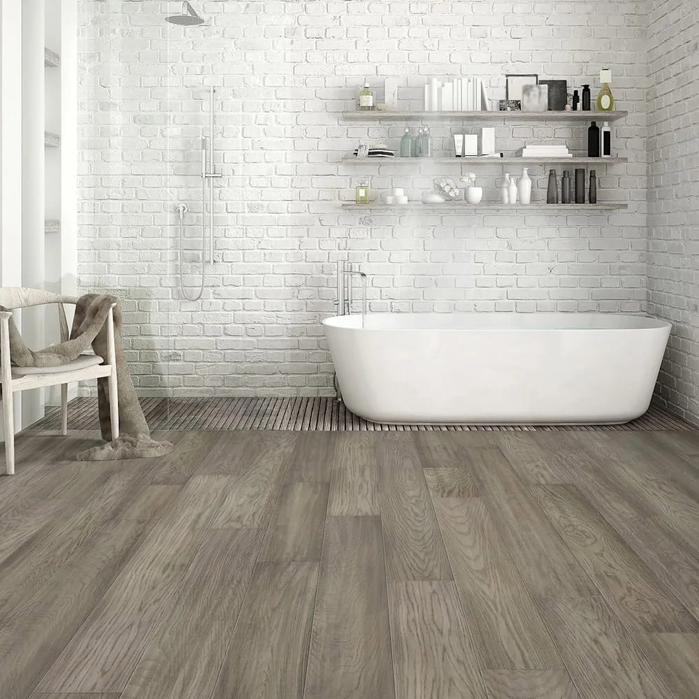 AquaSeal 7mm Crater Lake White Oak Water-Resistant Distressed Engineered Hardwood Flooring, Gray, 22.5 sq. ft. ($5.11/sq. ft.)