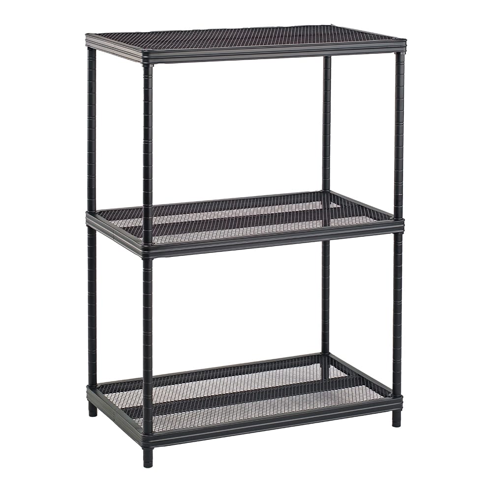 Method Storage Systems Shelving 3-Tier Fine Mesh Deck Shelving, Black