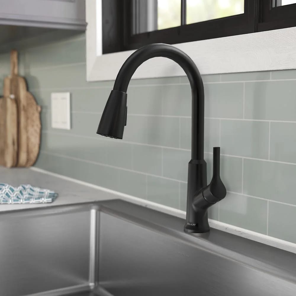 Elkay Single Hole Pull-Down Kitchen Faucet, Matte Black