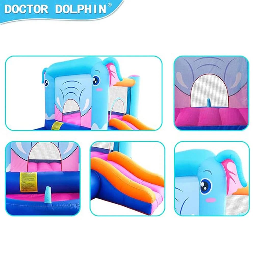 Doctor Dolphin Elephant Bounce House with Slide