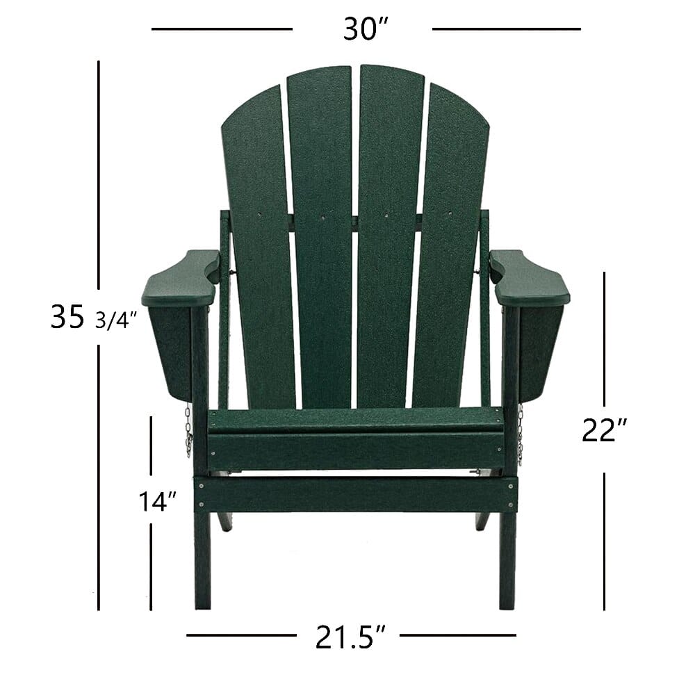 Folding All-Weather Adirondack Chair, Green