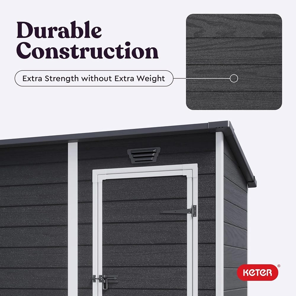 Keter 6' x 4' Resin Outdoor Storage Shed, Gray/White