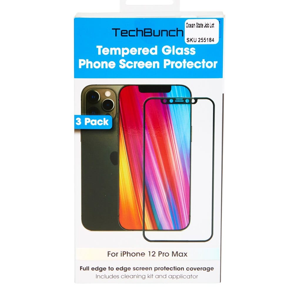 TechBunch Tempered Glass iPhone 12 Pro Max Screen Protectors, 3 Count