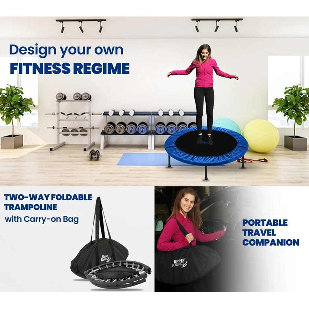 Machrus Upper Bounce Mini Double-Fold Rebounder Fitness Trampoline, Blue, 36"