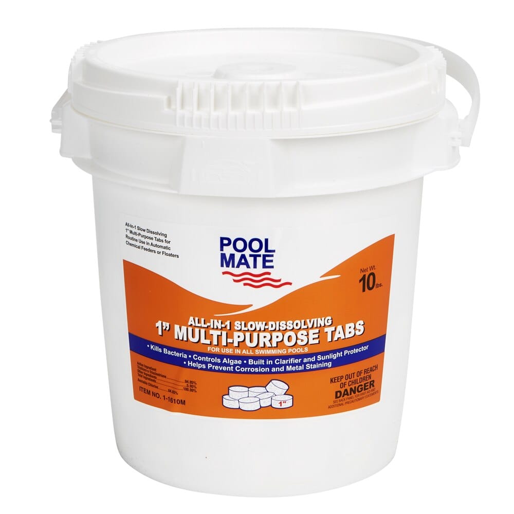 Pool Mate All-In-1 Slow-Dissolving 1" Multi-Purpose Tabs, 10 lbs