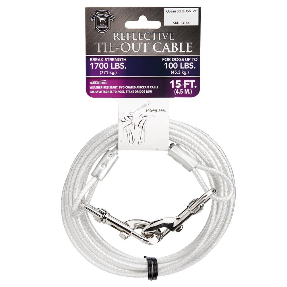 15' Dog Tie Out Cable, For Dogs up to 100 lbs