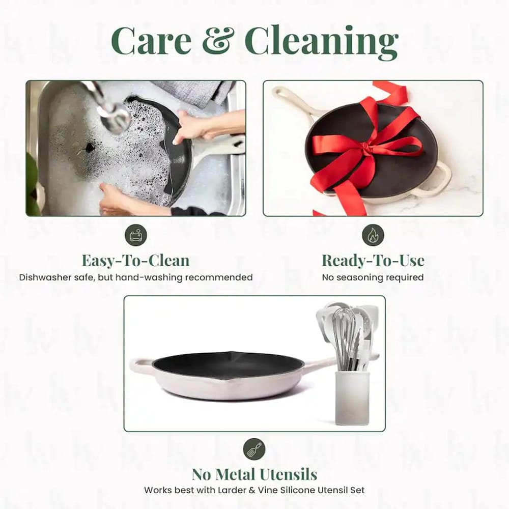 Larder & Vine 10" Enameled Cast Iron Skillet, Stone