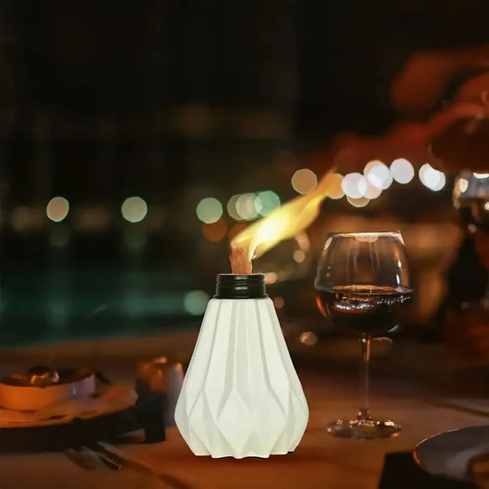 Decorative Glass Pineapple Table Torch, 3 Pack, White