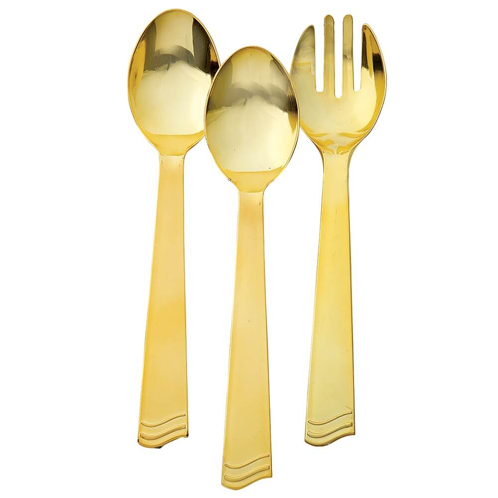 Gold Plastic Serving Set, 3-Piece