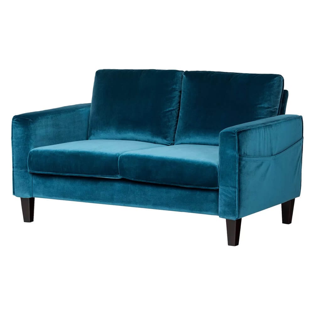 South Shore Cozy 57" Square Arm Loveseat, Velvet Blue