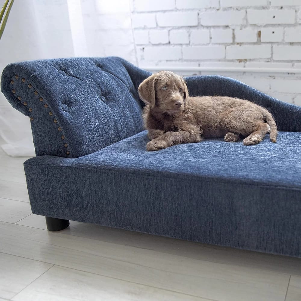 La-Z-Boy Large Chaise Lounger Dog Bed, Blue