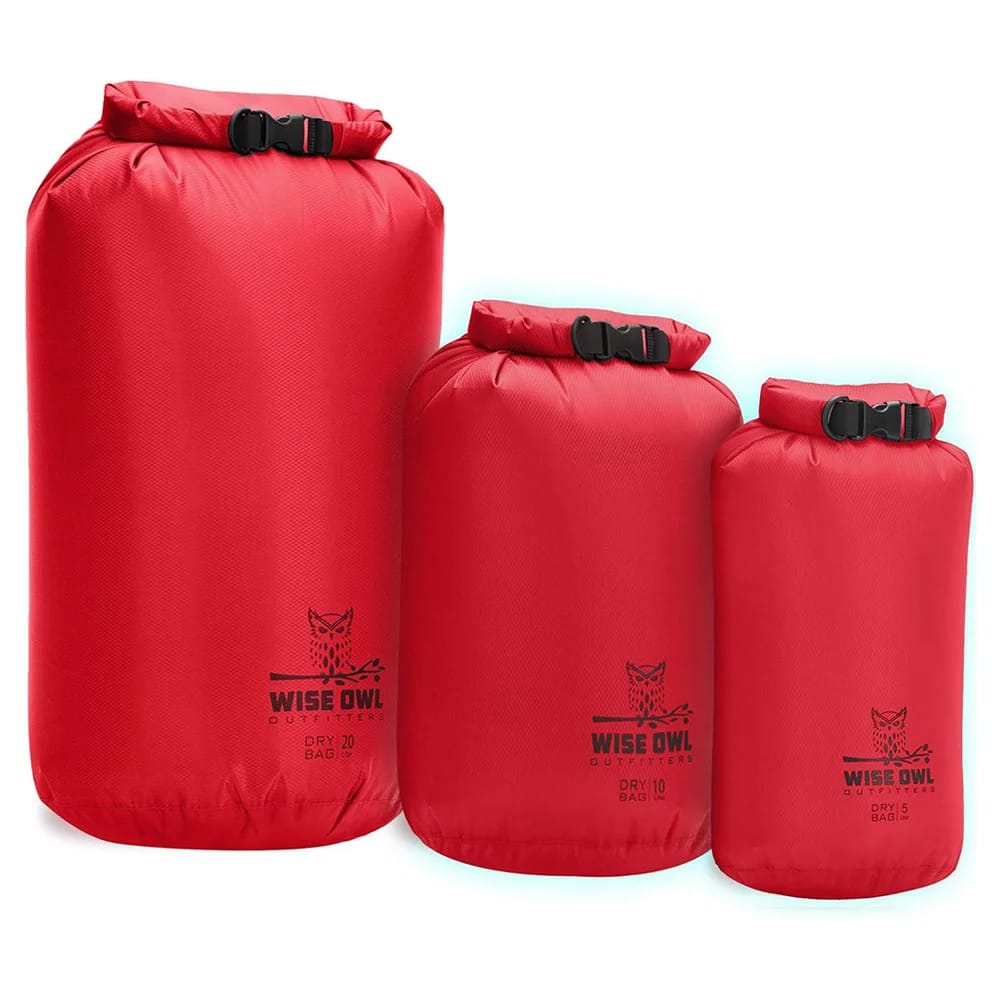 Wise Owl Outfitters Waterproof Dry Bags, Red, 3-Pack