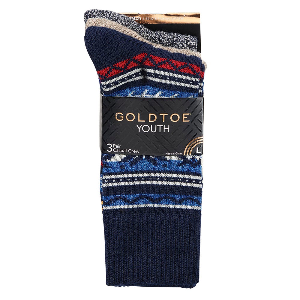 Gold Toe Boys Crew Socks, 3 Pair