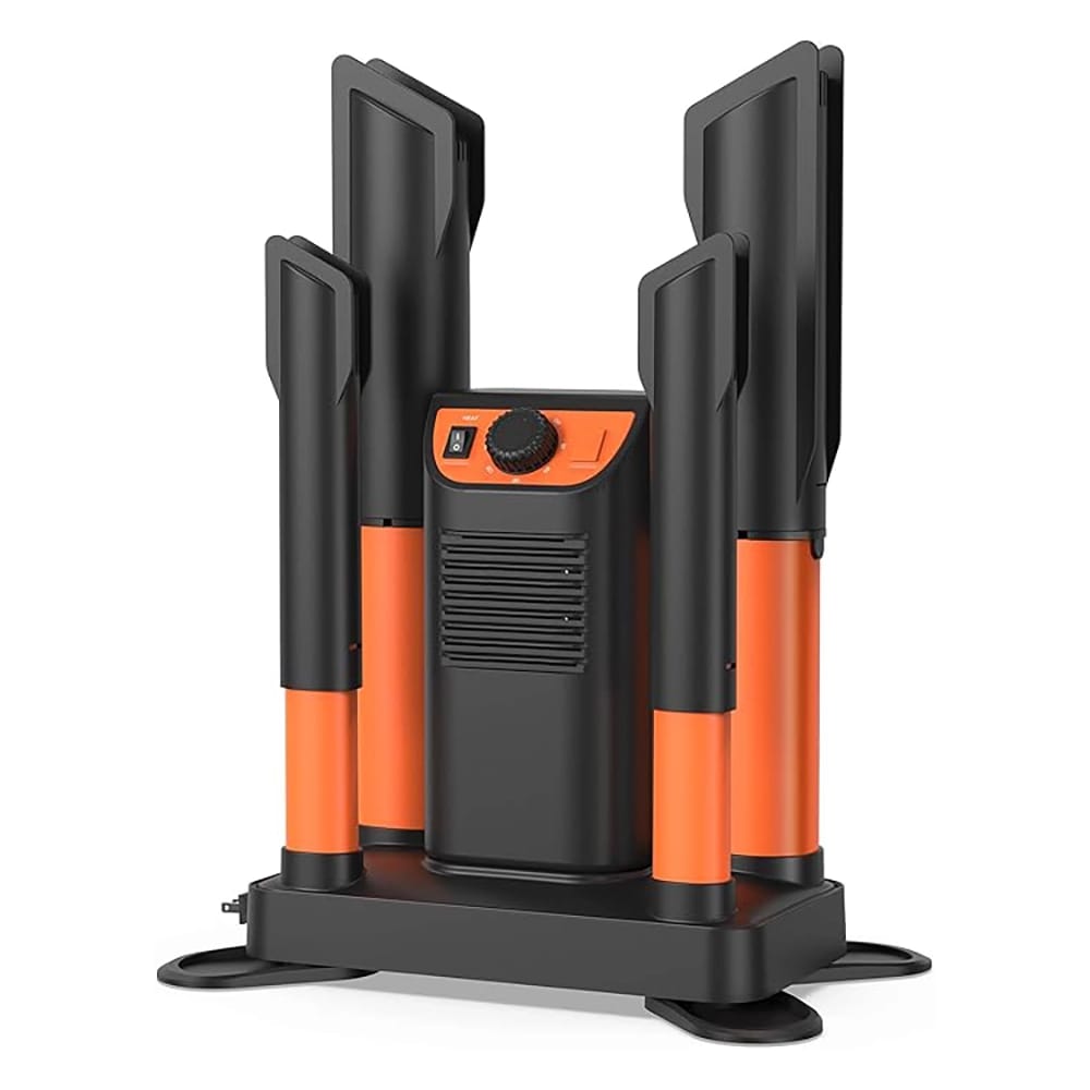 Forced Air Shoe Dryer with Adjustable Timer, Black/Orange