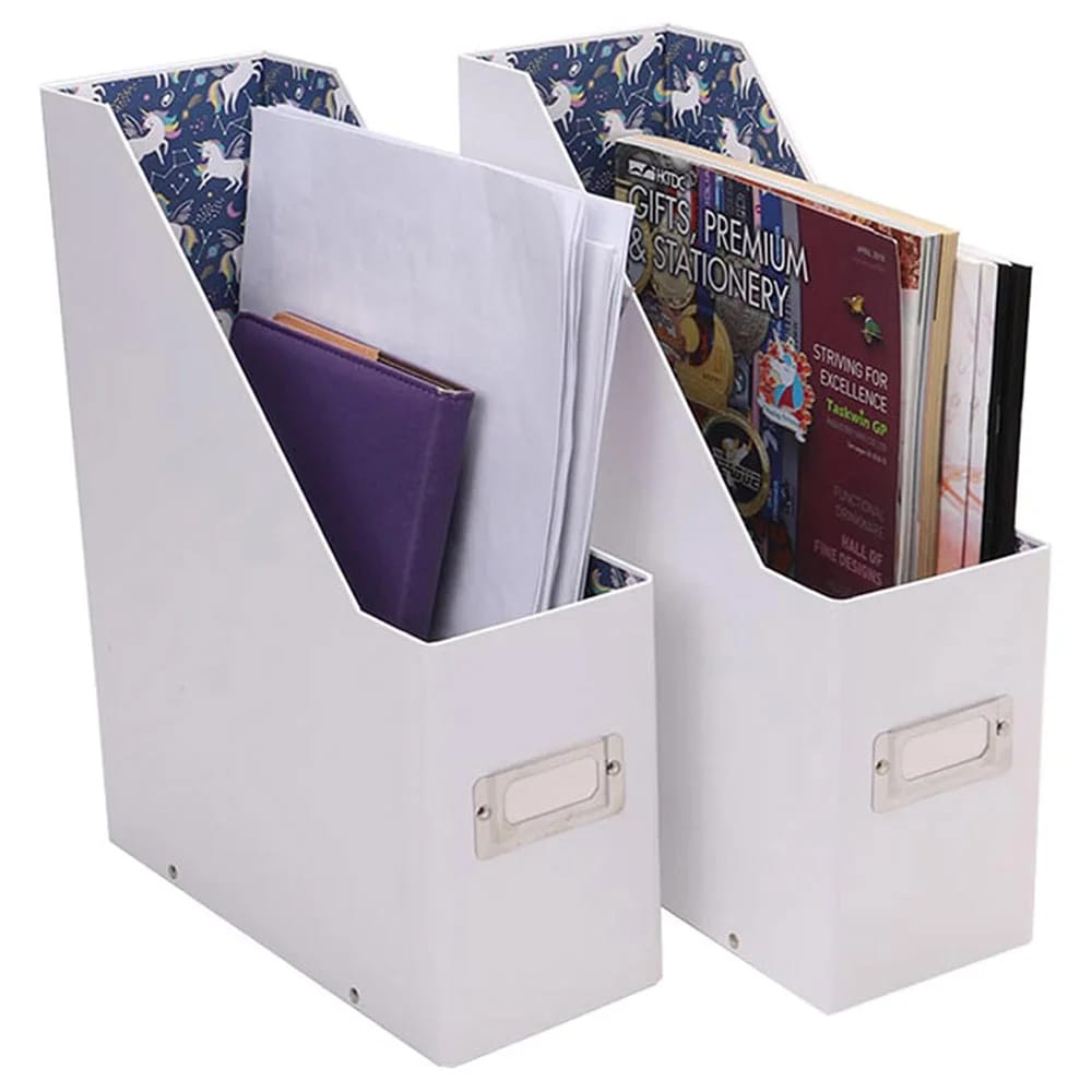 Snap-N-Store Magazine Storage Box, White/Unicorn, 2 Pack