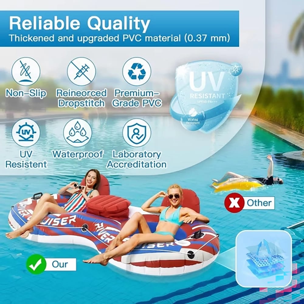 Sunrio 2 Person Inflatable River Tube, Red