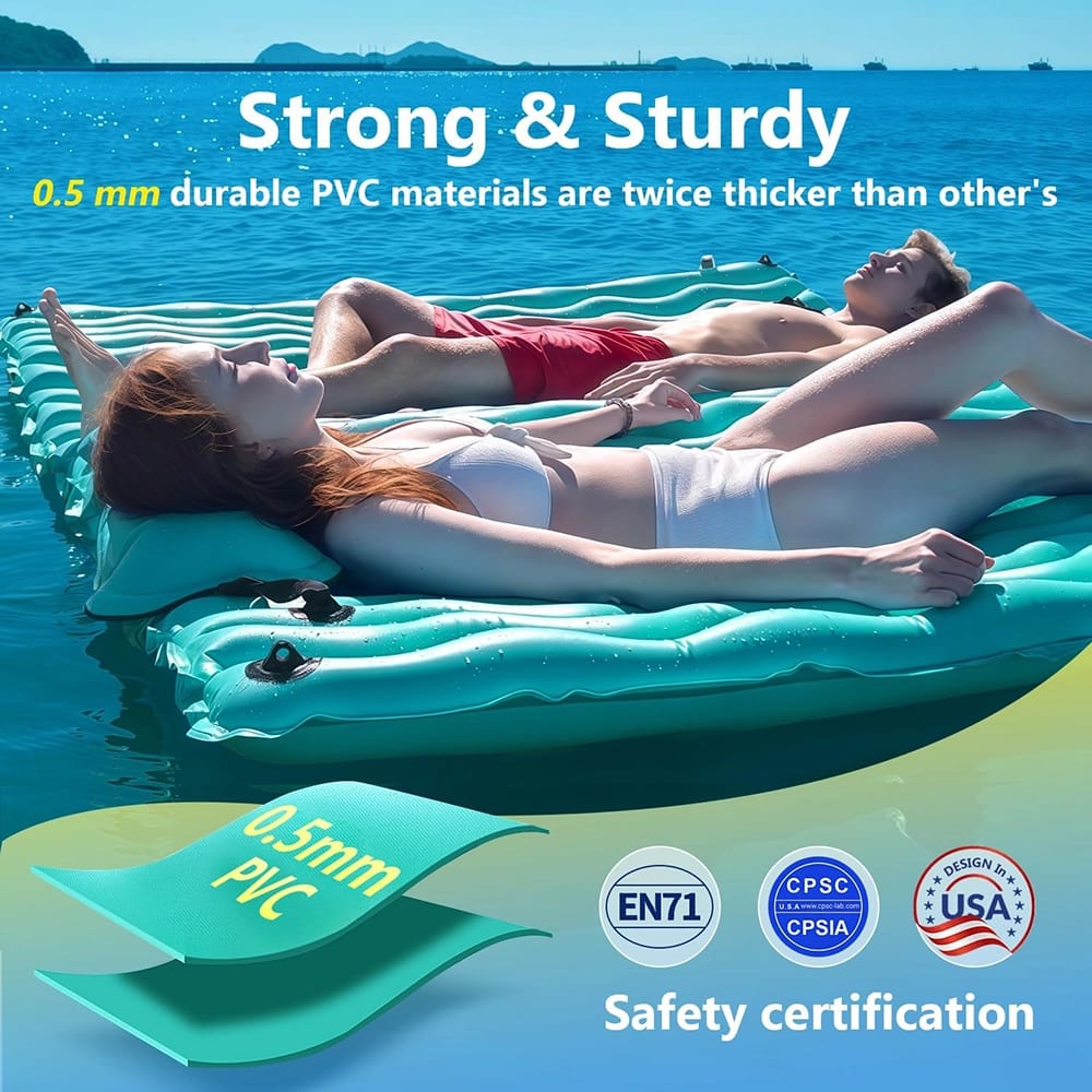 Sunrio 102" x 72" Inflatable Floating Mat, Green