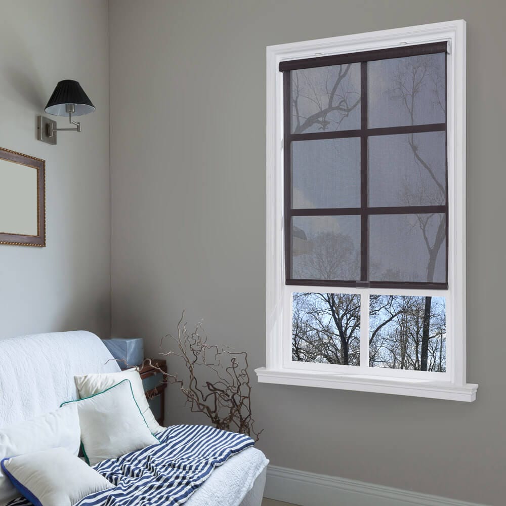 Real Simple Cordless 5% Open Solar Roller Shade, 23" x 72", Black