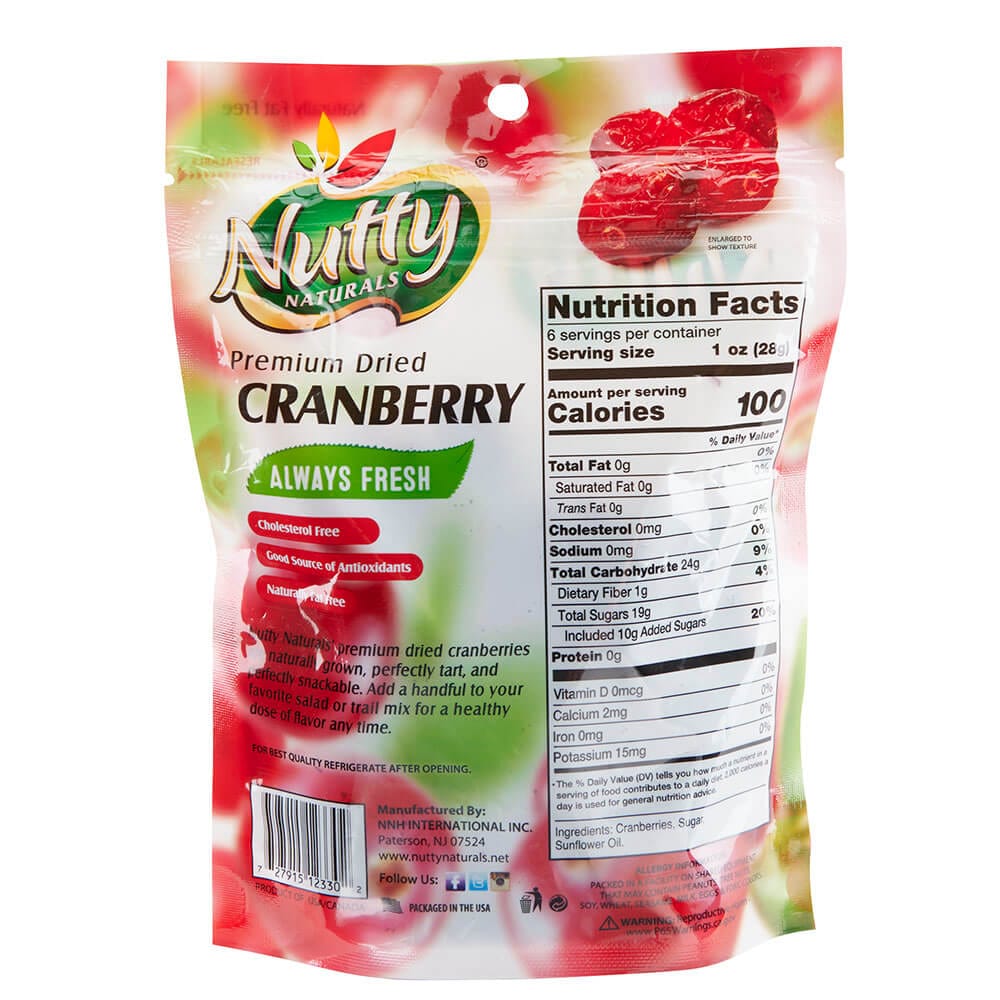 Nutty Naturals Premium Dried Cranberries, 6 oz
