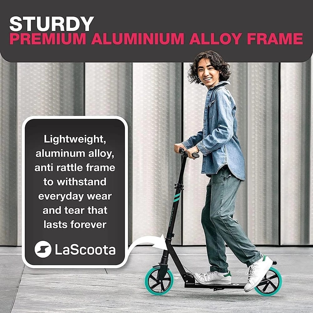 LaScoota Foldable Kick Scooter, Black
