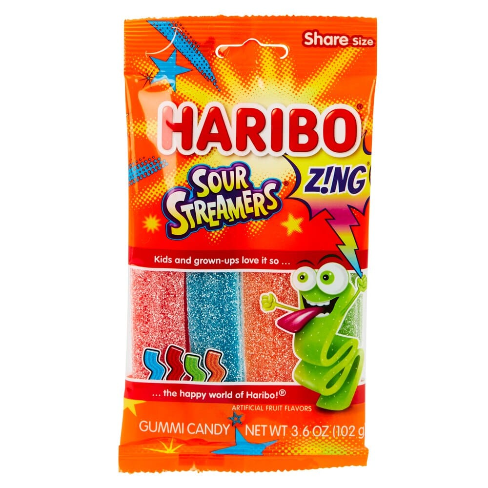 Haribo Sour Streamers Gummi Candy, 3.6 oz