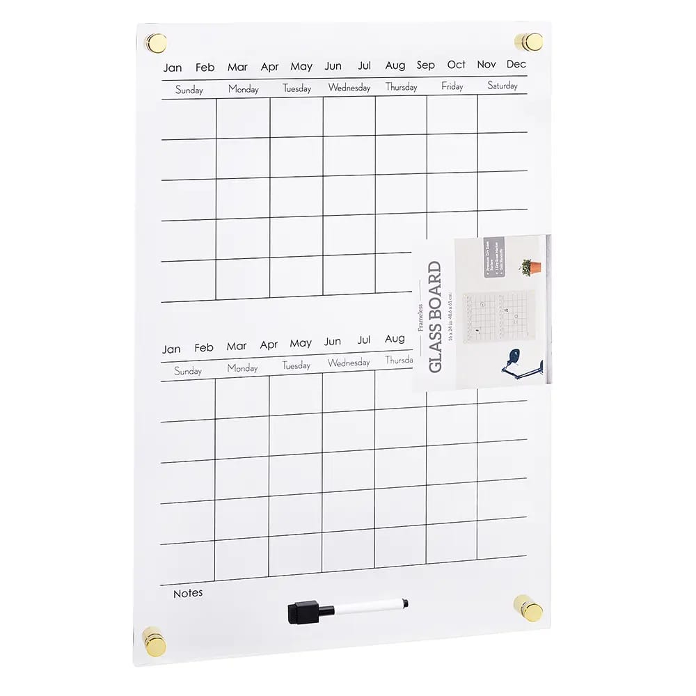 Frameless Glass 2-Month White Board