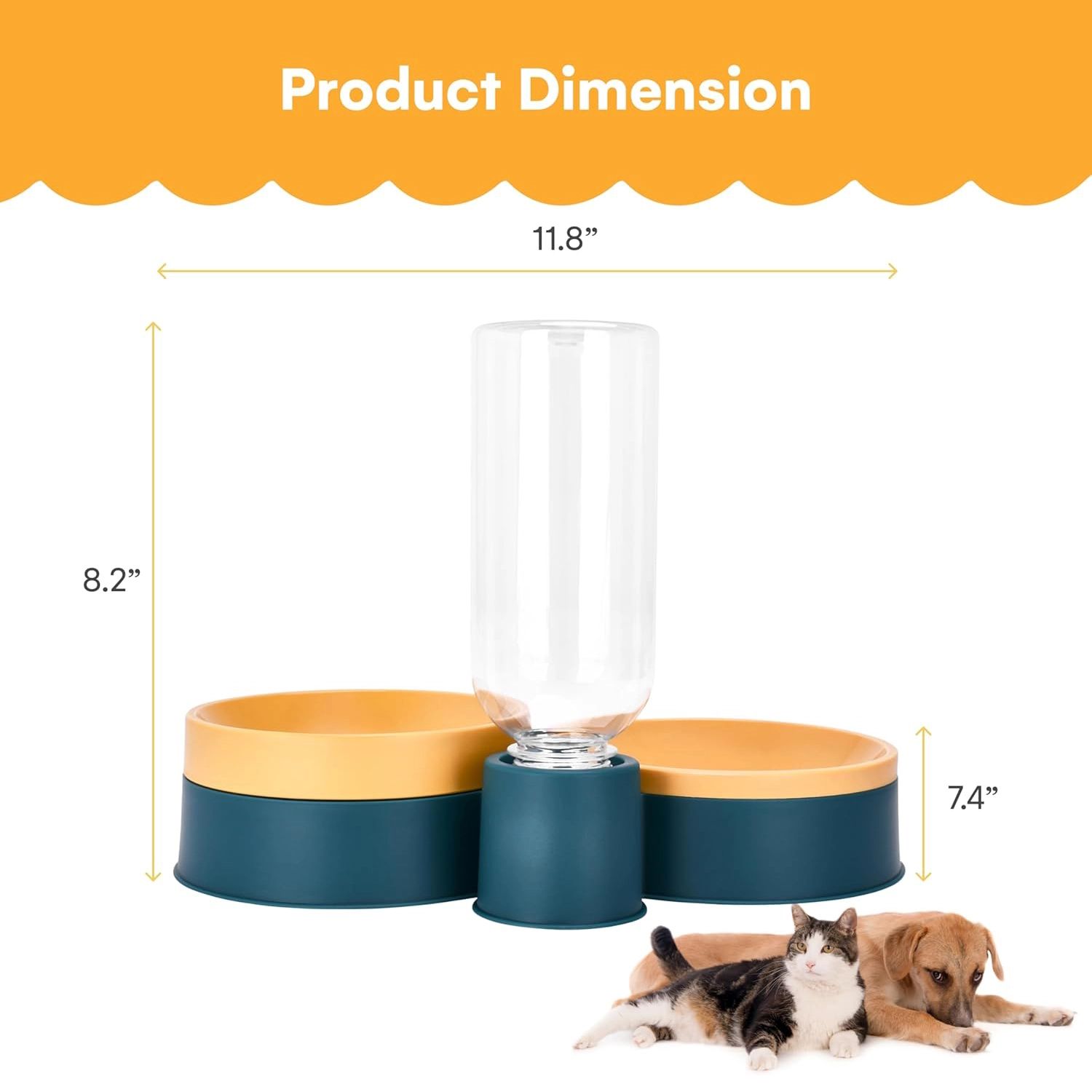 Noa Store Pet Food and Water Dispenser, Blue/Yellow