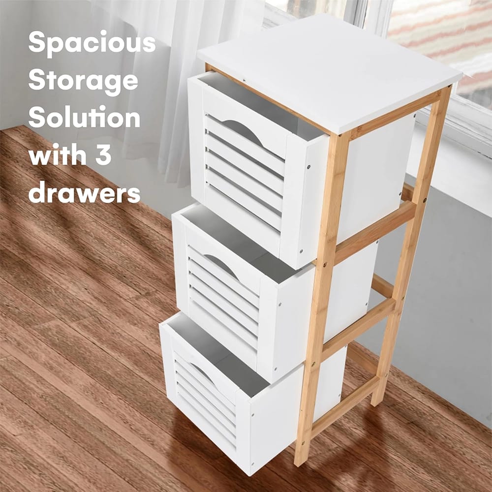 Prosumers Choice Wooden Bedroom Cabinet, Natural/White