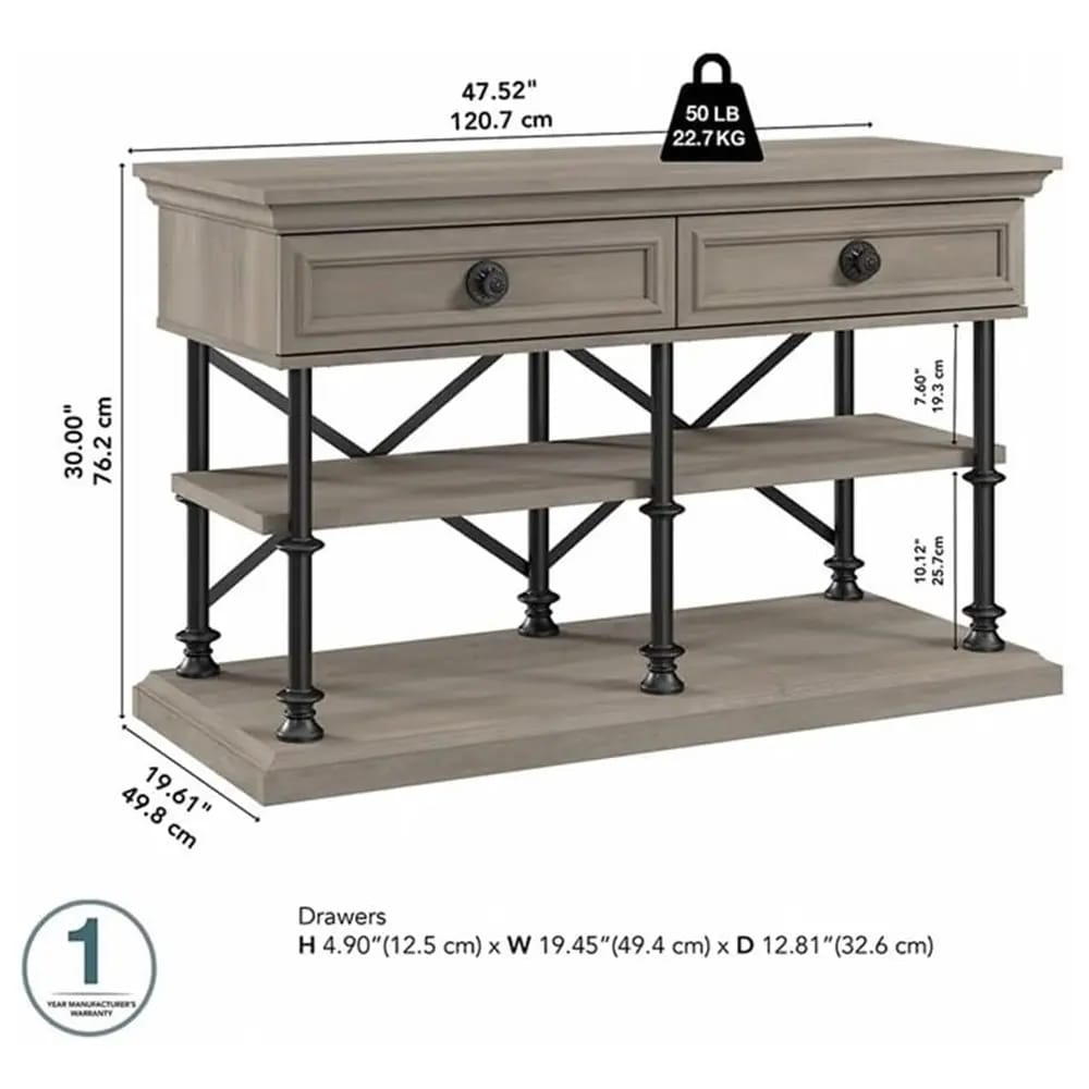 Bush Home Coliseum Designer Console Table, Driftwood Gray