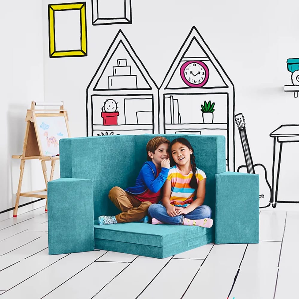 Yourigami Folding Convertible Play Couch, Teal