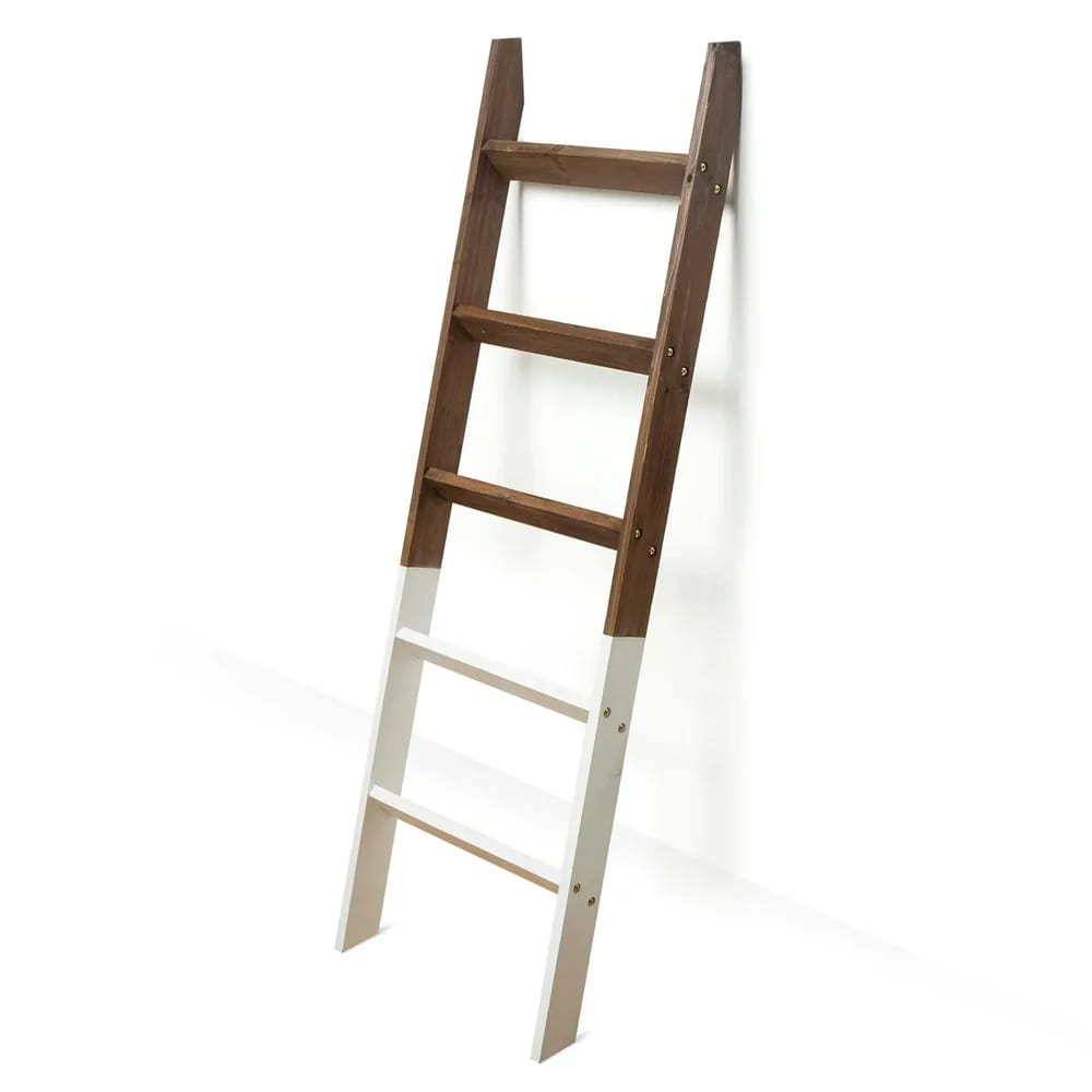 Hallops 5' Blanket Ladder, Brown/White