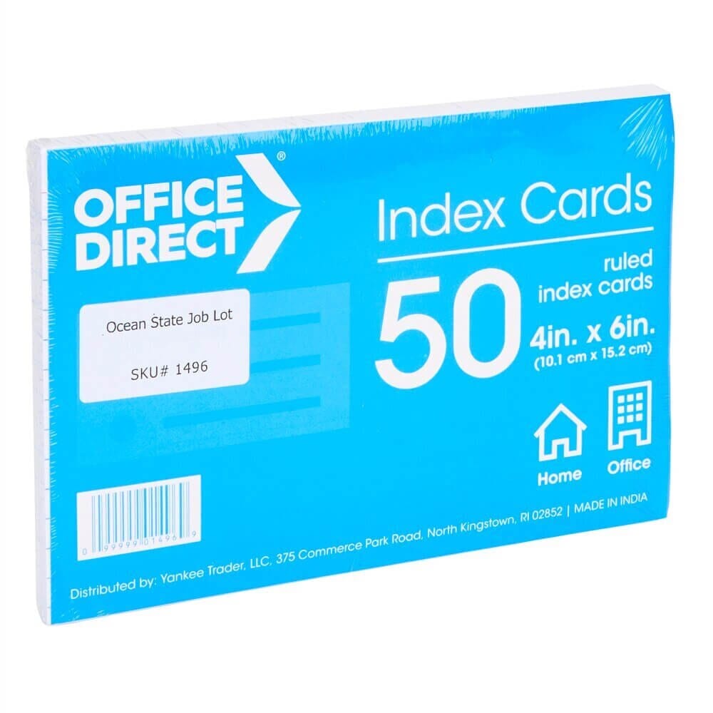 Office Direct Ruled 4" x 6" White Index Cards, 50-Count