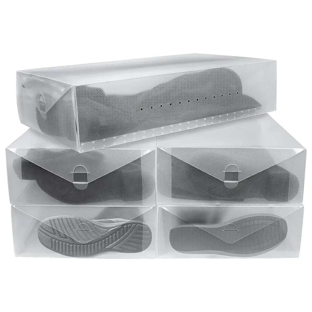 Greenco Clear Foldable Shoe Storage Boxes, 5 Pack